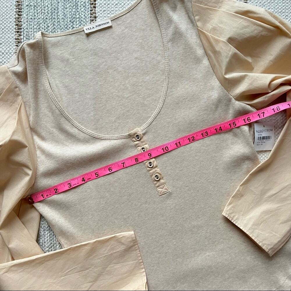 Ulla Johnson Joanne Oatmeal Long Puff Sleeve Pullover Top Women’s Medium - Picture 8 of 13